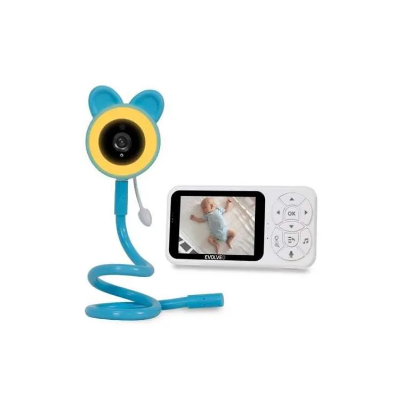 EVOLVEO Baby Monitor N35 – dětská chůvička s kamerou, VOX, teploměr, noční vidění, RGB světlo, Modrá (CAM-35B)