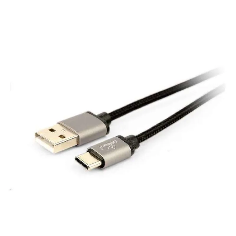 Kábel CABLEXPERT USB 2.0 AM na Type-C kábel (AM/CM), 1,8m, opletený, čierny, blister (CCB-mUSB2B-AMCM-6)