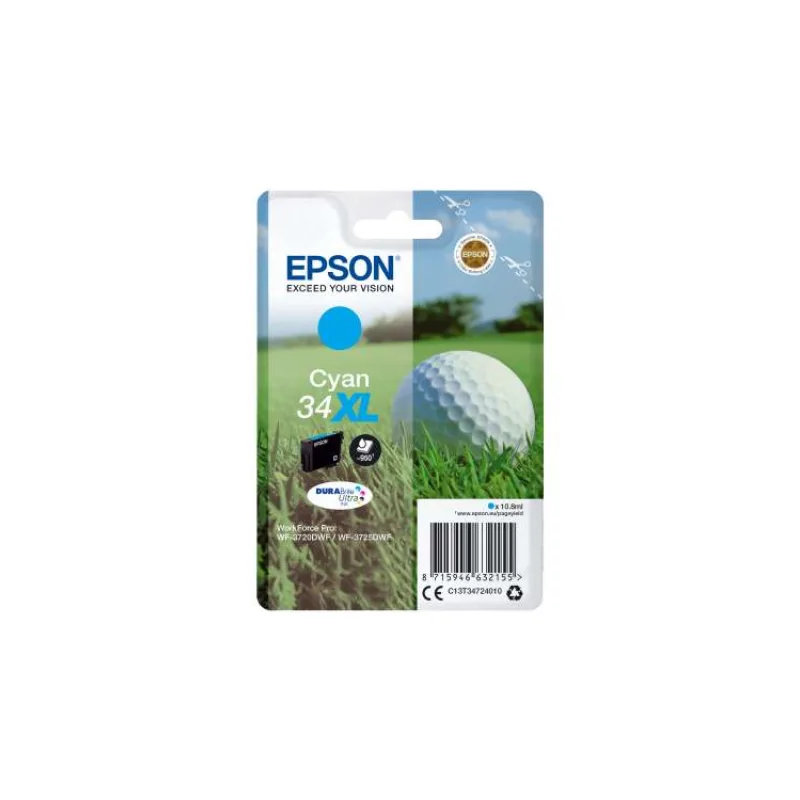 Atramentová tyčinka EPSON Singlepack "Golf" Cyan 34XL DURABrite Ultra Ink 10,8 ml (C13T34724010)