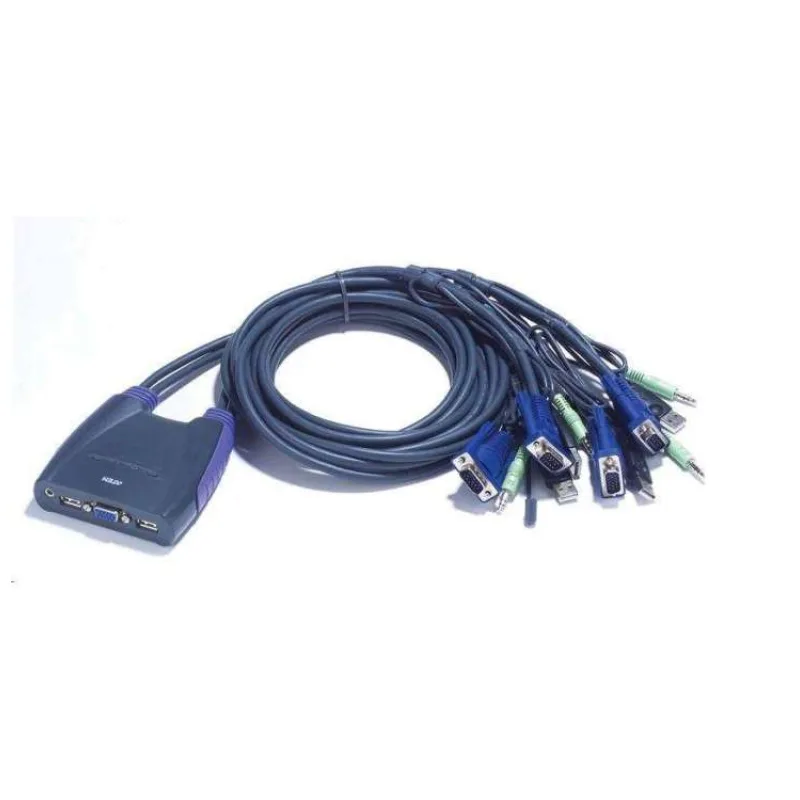 ATEN KVM prepínač 4-portový VGA KVMP USB2.0, mini, audio, 0,9 m káble (CS-64US)