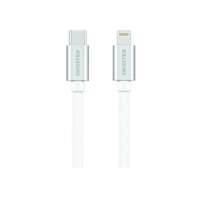 Swissten Datový Kabel Textile USB-C / Lightning 1,2 M Stříbrný (71525203)