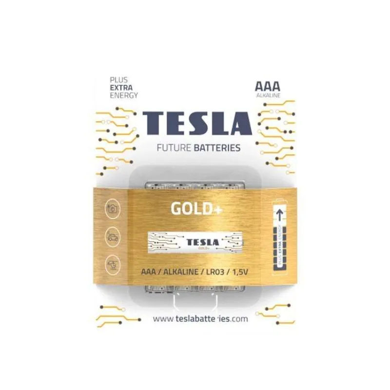 TESLA GOLD+ alkalická baterie AAA (LR03, mikrotužková, blister) 4 ks (1099137017)