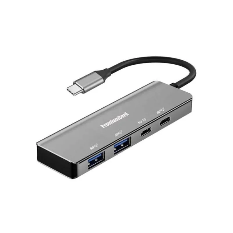 PremiumCord 5G SuperSpeed Hub USB-C na 2x USB 3.2 C +2x USB 3.2 A, Aluminum (ku31hub11)
