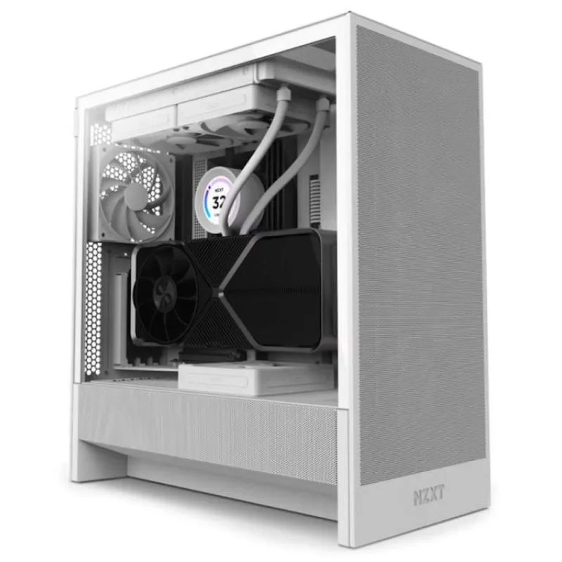 NZXT skříň H5 Flow edition / 2x120 mm fan / USB 3.0 / USB-C 3.1 / průhledná bočnice / mesh panel / bílá (CC-H52FW-01)