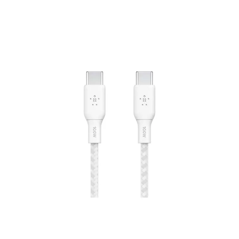 Belkin kábel Boost Charge Double-Braided USB-C to USB-C 100W 3m - White (CAB014bt3MWH)