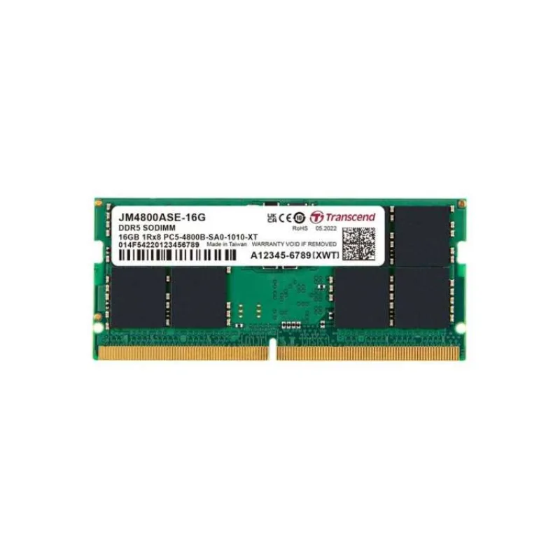 TRANSCEND SODIMM DDR5 16GB 4800MHz JM 1Rx8 2Gx8 CL40 1.1V (JM4800ASE-16G)