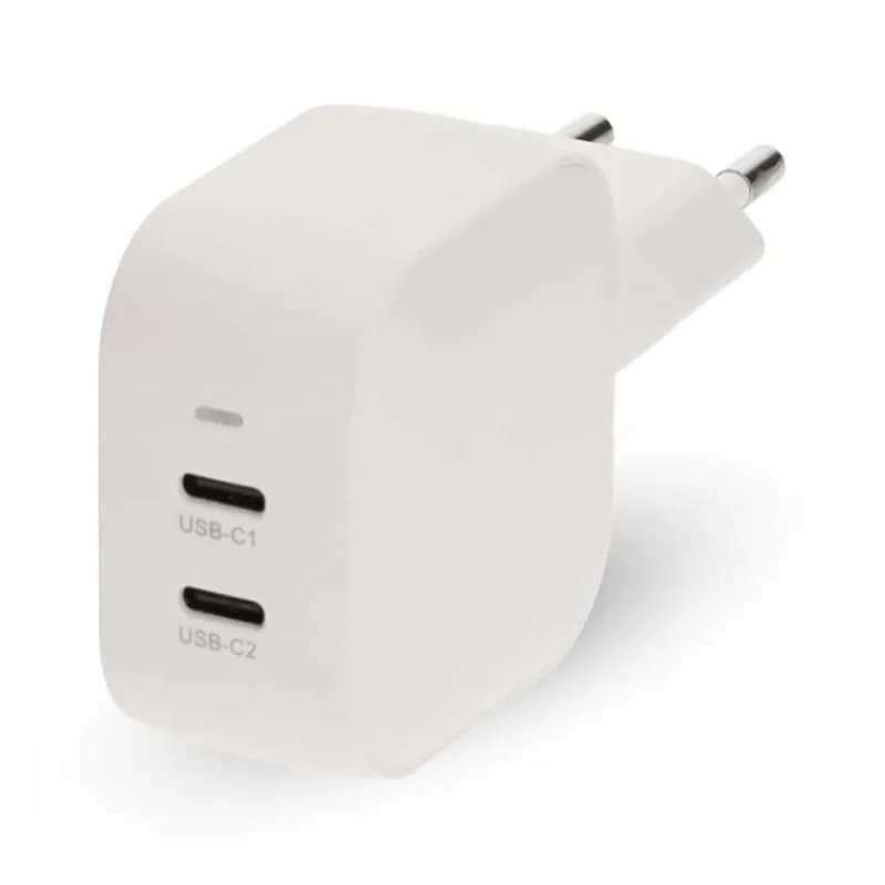 NEDIS síťová nabíječka/ 45 W/ PD 3.0/ rychlé nabíjení/ 2.25 / 3.0 A/ 2x USB-C/ bílá (WGCHA45WWT)