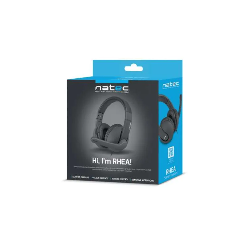 NATEC sluchátka s mikrofonem RHEA, černé (NSL-1452)