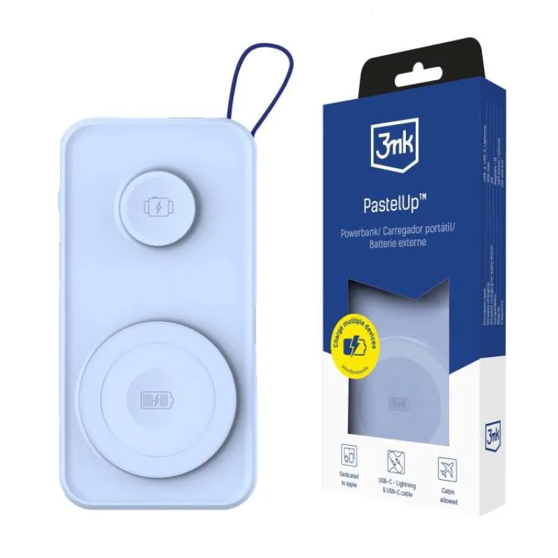3mk PastelUp Powerbank 10,000mAh 22.5W USB 1A1C - Blue (5903108583237)