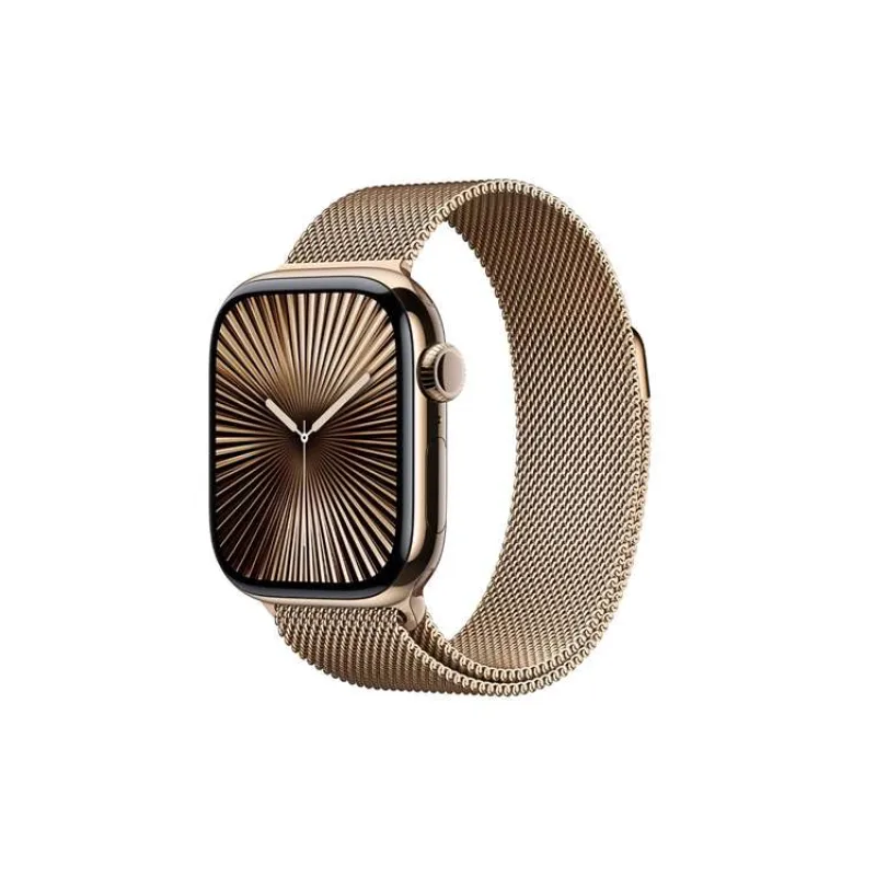 Apple Watch Series 10 GPS + Cellular 46mm Gold Titanium Case with Gold Milanese Loop - S/M (MC7T4QC/A)