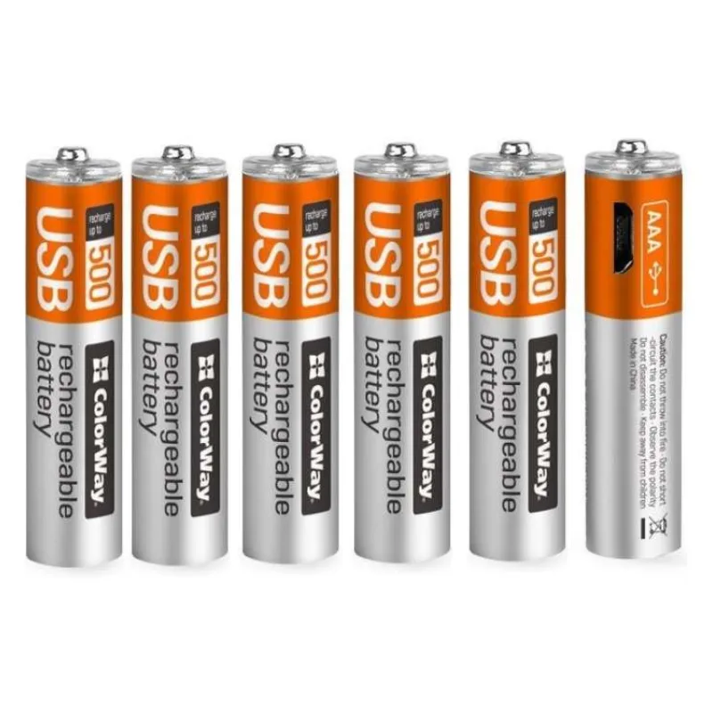 Colorway nabíjecí baterie AAA 400mAh/ micro USB/ 1.5V/ 6ks v balení (CW-UBAAA-06)