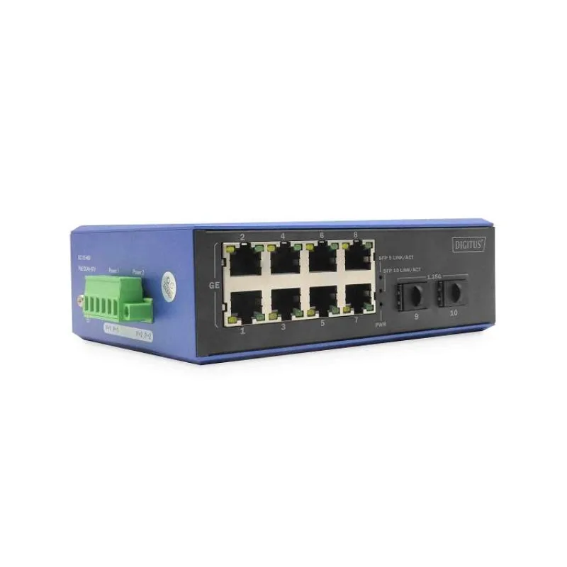 DIGITUS Industrial 8+2-Port Gigabit Ethernet Switch 8 Port GE RJ 54, 2 GE SFP Port (DN-651150)