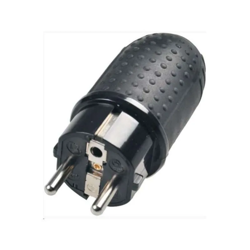 Solight zástrčka gumová do vlhka, přímá, IP44, černá (P76)