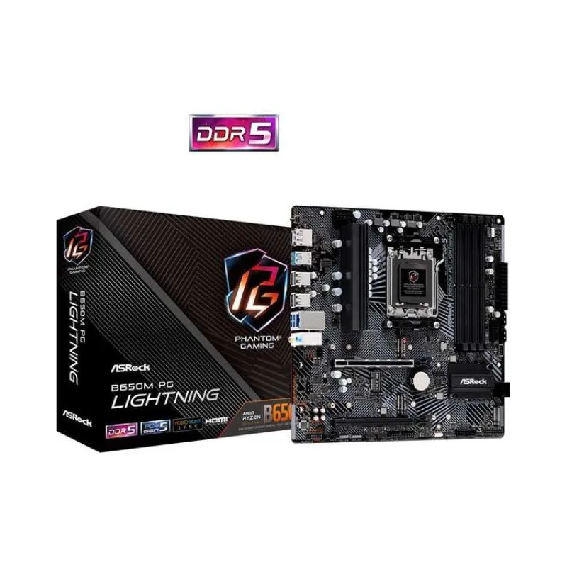 ASRock MB Sc AM5 B650M PG LIGHTNING, AMD B650, 4xDDR5, 1xDP, 1xHDMI, mATX (B650M PG LIGHTNING)