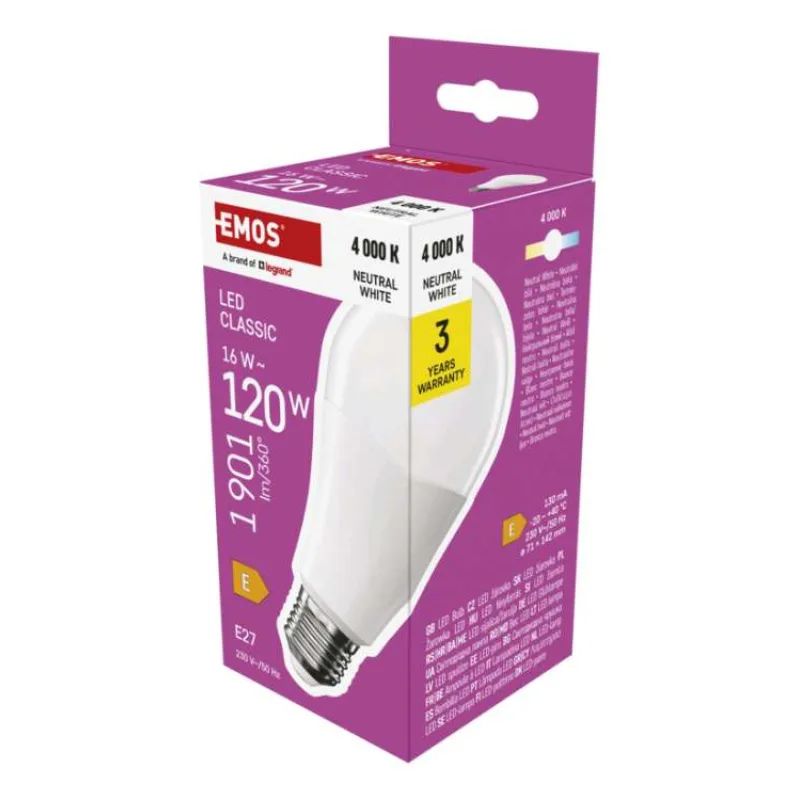 EMOS LED CLS A70 16W (120W) 1901lm E27 NW (1525733479)