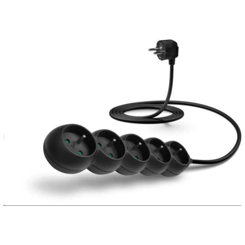 CONNECT IT prodlužovací kabel 230 V, 5 zásuvek, 2 m, bez vypínače (černý) (CES-1325-BK)