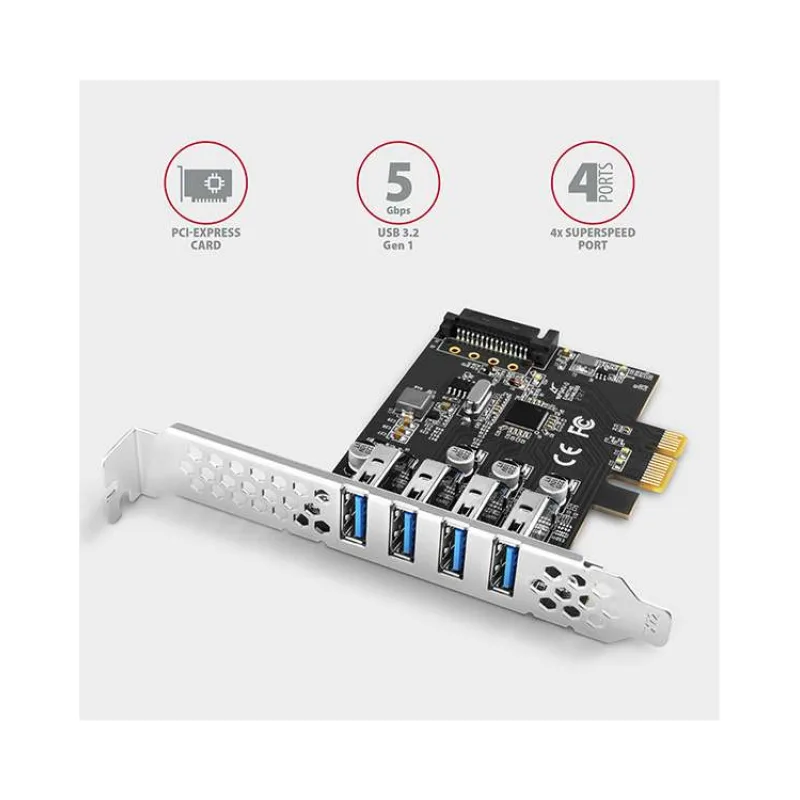 AXAGON řadič do PCIe pro 4x USB 3.2 Gen1 / PCEU-43RS / SP & LP (PCEU-43RS)