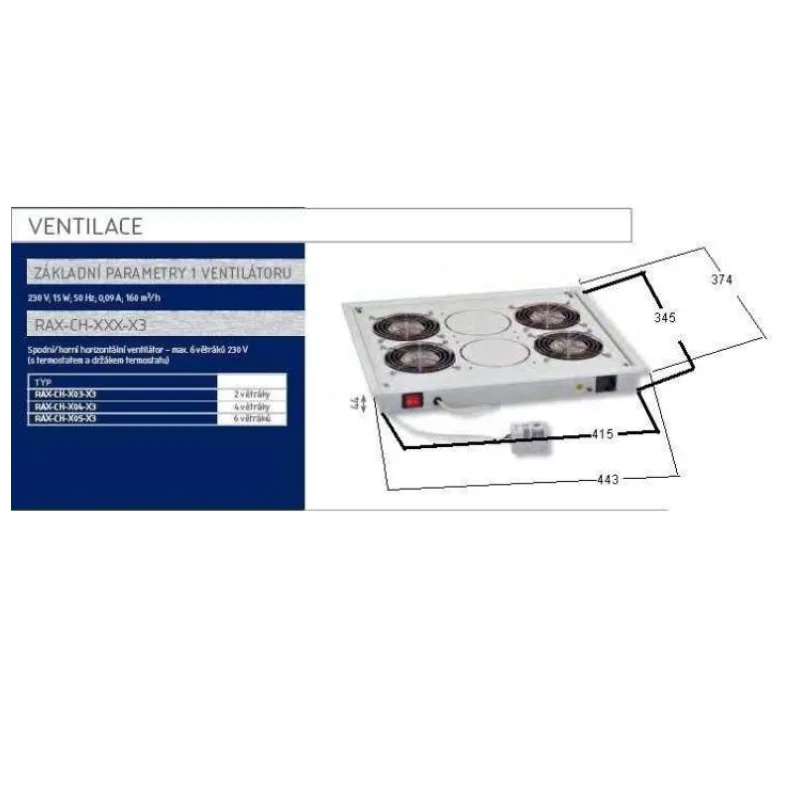 Triton Vent. jednotka spodní (horní) 230V/30W 2xvent+T, šedá (RAC-CH-X03-X3)