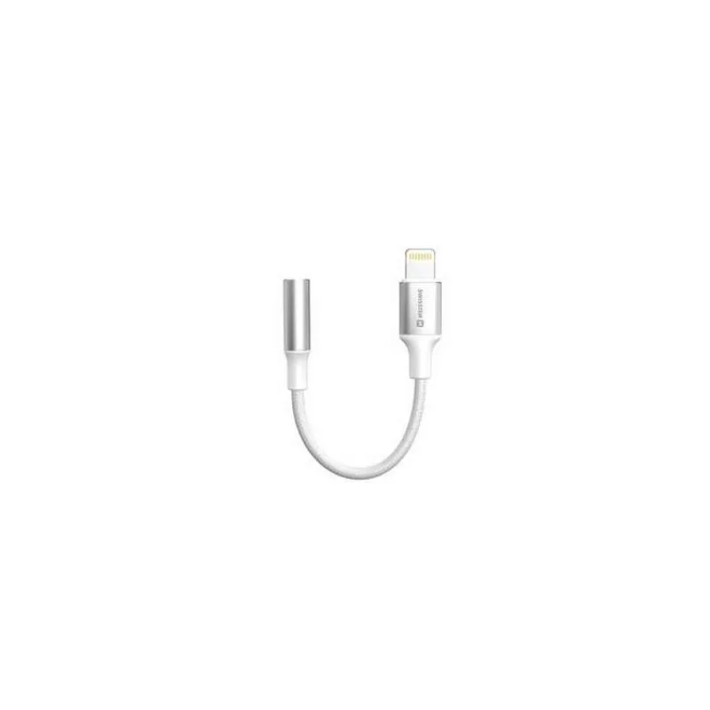 SWISSTEN AUDIO ADAPTÉR TEXTILE LIGHTNING (samec) / 3,5mm AUX 0,15 M BÍLÝ (nahrazuje 73501212) (73502314)