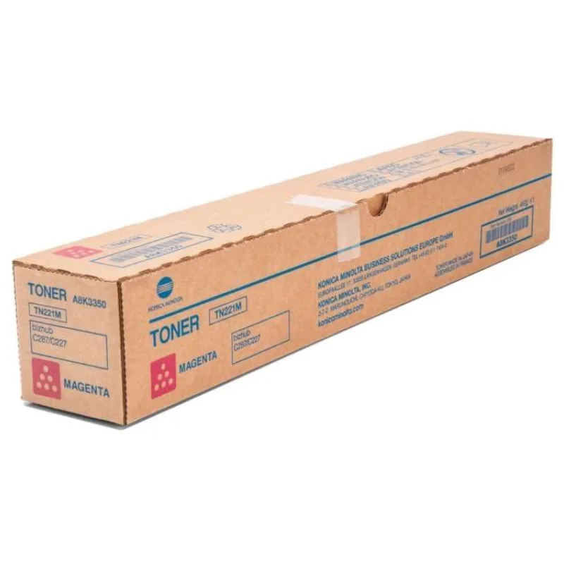 Konica Minolta originální toner TN221M, purpurová, 21000str., A8K3350, Konica Minolta Bizhub C227, C287 (A8K3350)