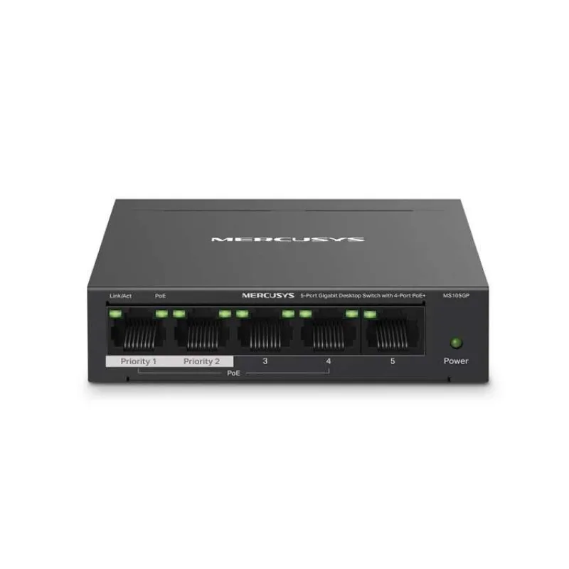 MERCUSYS MS105GP - 5portový gigabitový stolní switch s 4 porty PoE+, 5× 10/100/1000 Mb/s porty RJ45 (MS105GP)