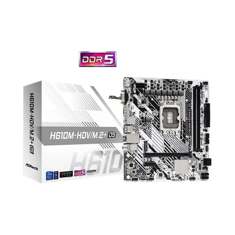 ASRock MB Sc LGA1700 H610M-HDV/M.2+ D5, Intel H610, 2xDDR5, 1xDP, 1xHDMI, 1xVGA, mATX (H610M-HDV/M.2+ D5)