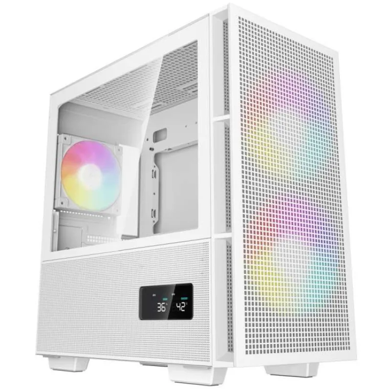 DEEPCOOL skříň CH360 Digital / mATX / 140mm +120 mm fan / USB 3.0 / USB-C / mesh panel / prosklená bočnice / bílá (R-CH360-WHAPE3D-G-1)