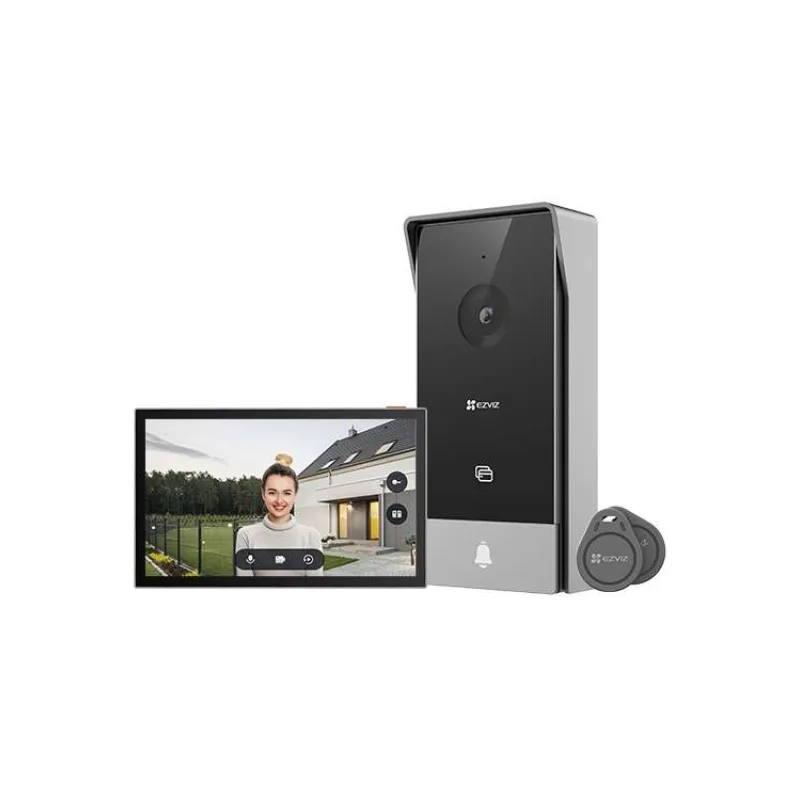 EZVIZ chytrý domácí interkom HP5/ Wi-Fi/ 2K/ 7" dotykový monitor/ videotelefon/ bezdrátový zvonek/ IP65/ černo-stříbrný (CS-HP5-R100-1W2TFC)