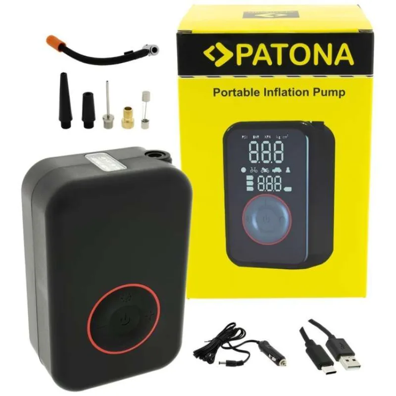 PATONA cestovní mini kompresor do auta, na kolo/ powerbank 4000 mAh/ LED SOS/ USB-A/ USB-C/ LCD (PT4223)