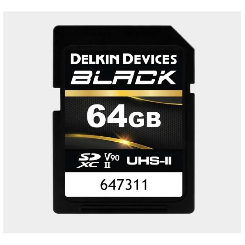 Delkin SDXC BLACK Rugged UHS-II R300/W250 (V90) 64GB (new) (DSDBV9064BX)