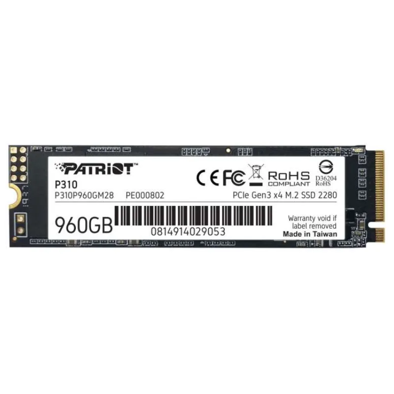 PATRIOT P310 960GB SSD / Interní / M.2 PCIe Gen3 x4 NVMe 1.3 / 2280 (P310P960GM28)