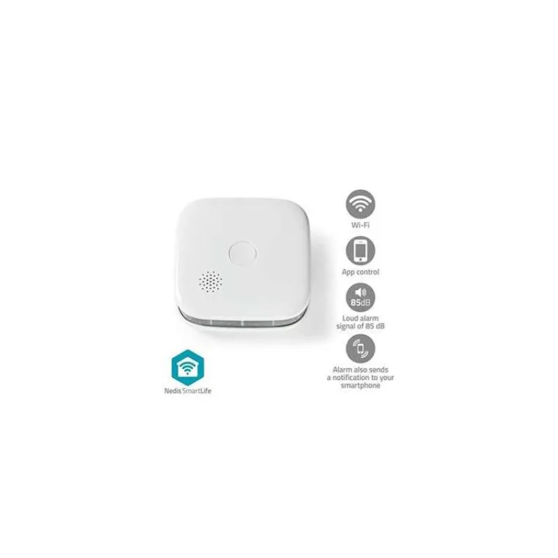 NEDIS Wi-Fi chytrý detektor kouře/ napájení z baterie/ hlasitost 85 dB/ výdrž snímače 10 let/ Android/ iOS/ bílý (WIFIDS21WT)