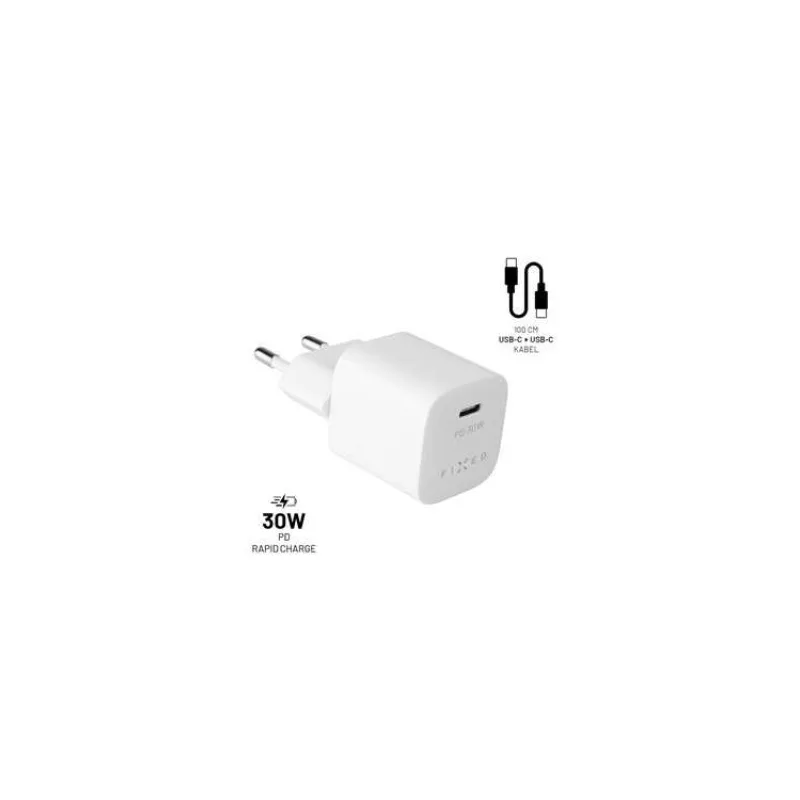 FIXED nabíjačka, USB-C, USB-C/USB-C kábel, 1m, 30W (FIXC30M-CC-WH)