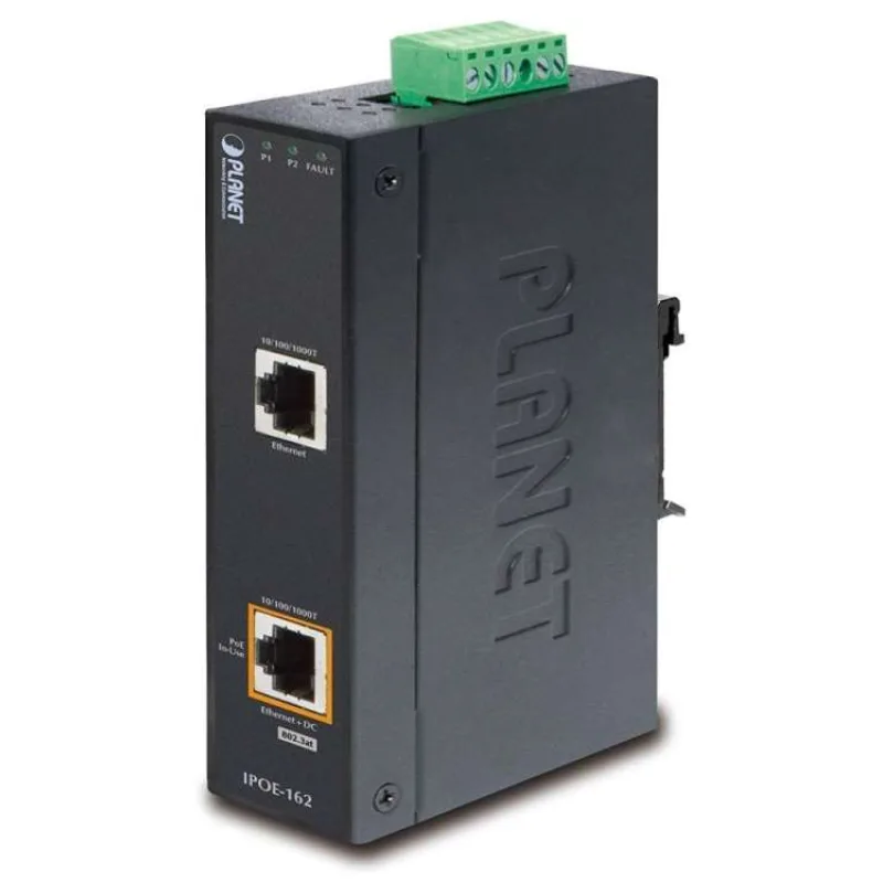 Planet IPOE-162 PoE injektor IEEE802.3at, 30W, Gigabit, DIN, IP30, -40~75°C, 12-48VDC (IPOE-162)