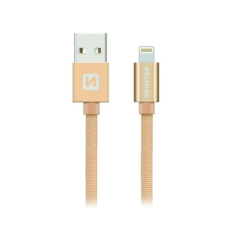 Swissten Datový Kabel Textile Usb / Lightning 1,2 M Zlatý (71523204)