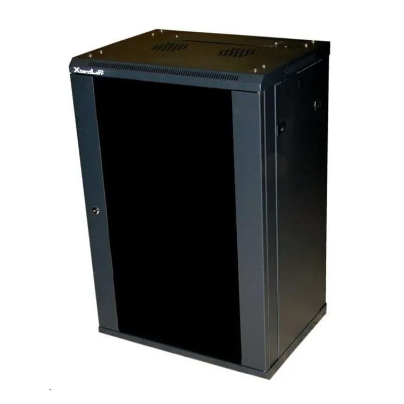 XtendLan 19" nástěnný rozvaděč 22U 600x450, nosnost 60 kg, skleněné kouřové dveře, svařovaný, černý (WS-22U-64-BLACK-P)