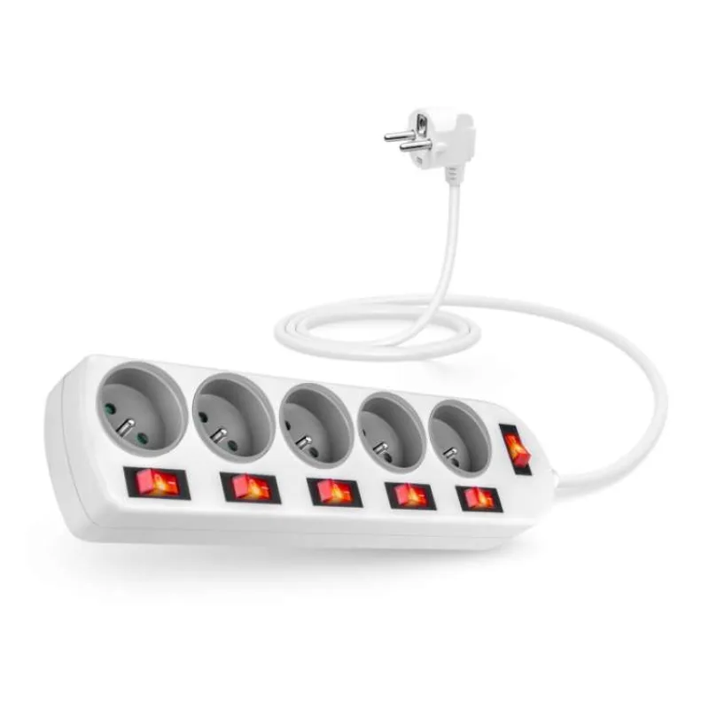 CONNECT IT prodlužovací kabel , 5 zásuvek, 2 m, s vypínači (bílá) (CES-1100-WH)