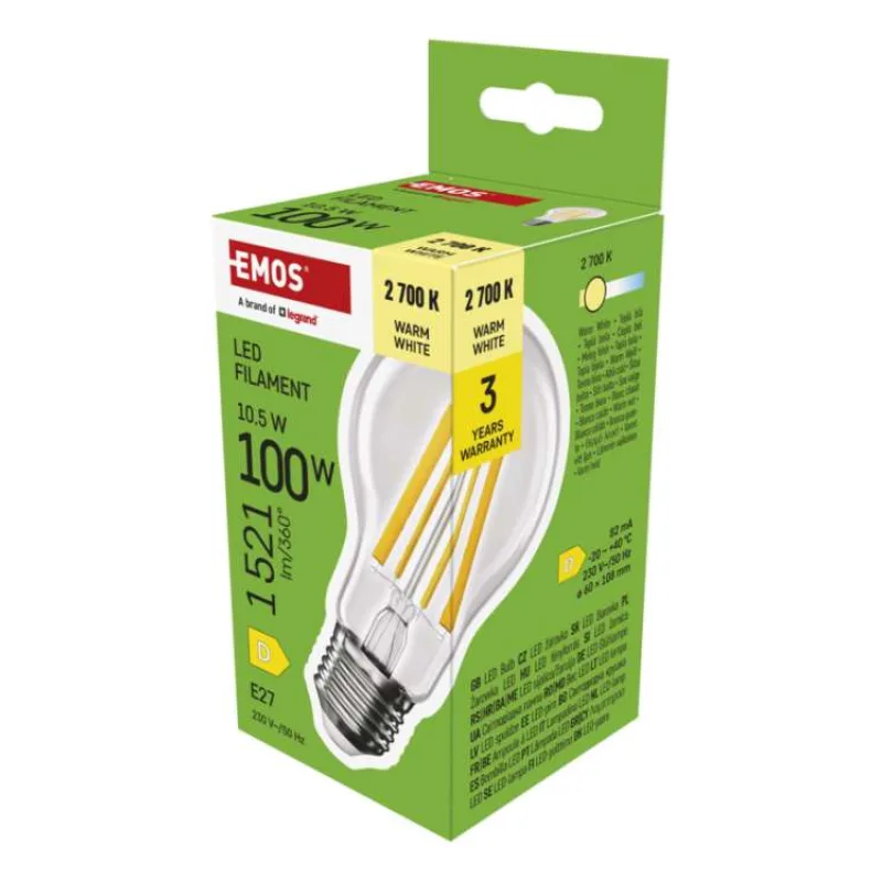 EMOS LED FLM A60 10,5 W (100 W) 1521lm E27 WW (1525743206)