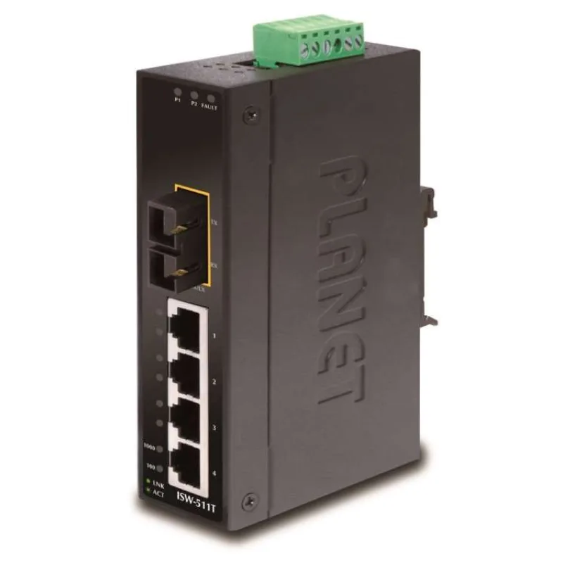 Planet ISW-511TS15, 4x 10/100Base-TX+ 1x 100FX 15km, SM, DIN, IP30, -40~75°C (ISW-511TS15)