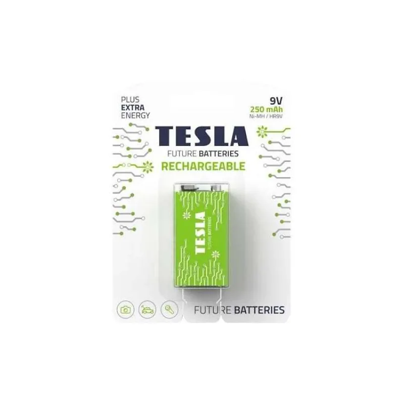TESLA RECHARGEABLE+ nabíjecí baterie 9V Ni-MH 250mAh 9V (HR9V, blister) 1 ks (16090121)