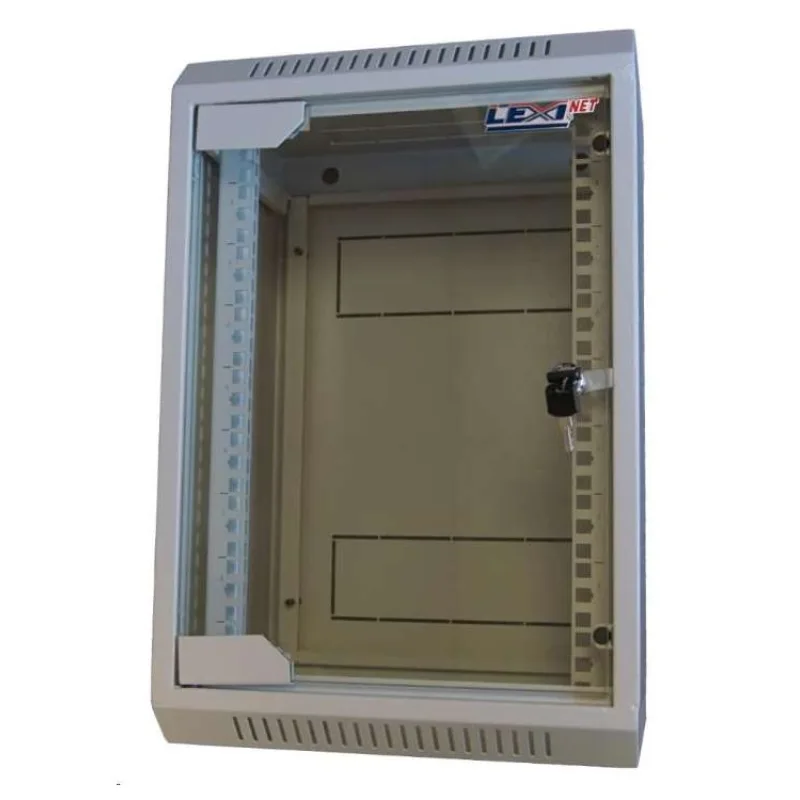 LEXI-Net 10" nástěnný rozvaděč 9U 310x260, skleněné dveře, svařovaný, šedý (LN9U-10-31/26)