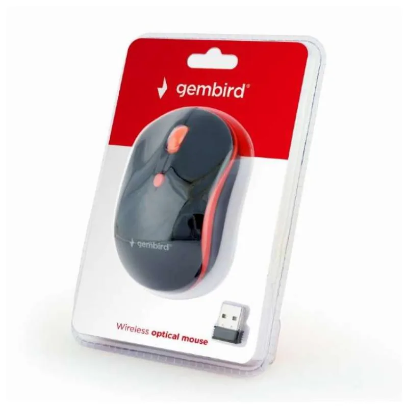 Myš GEMBIRD MUSW-4B-03-R, černo-červená, bezdrôtová, USB nano receiver (MUSW-4B-03-R)