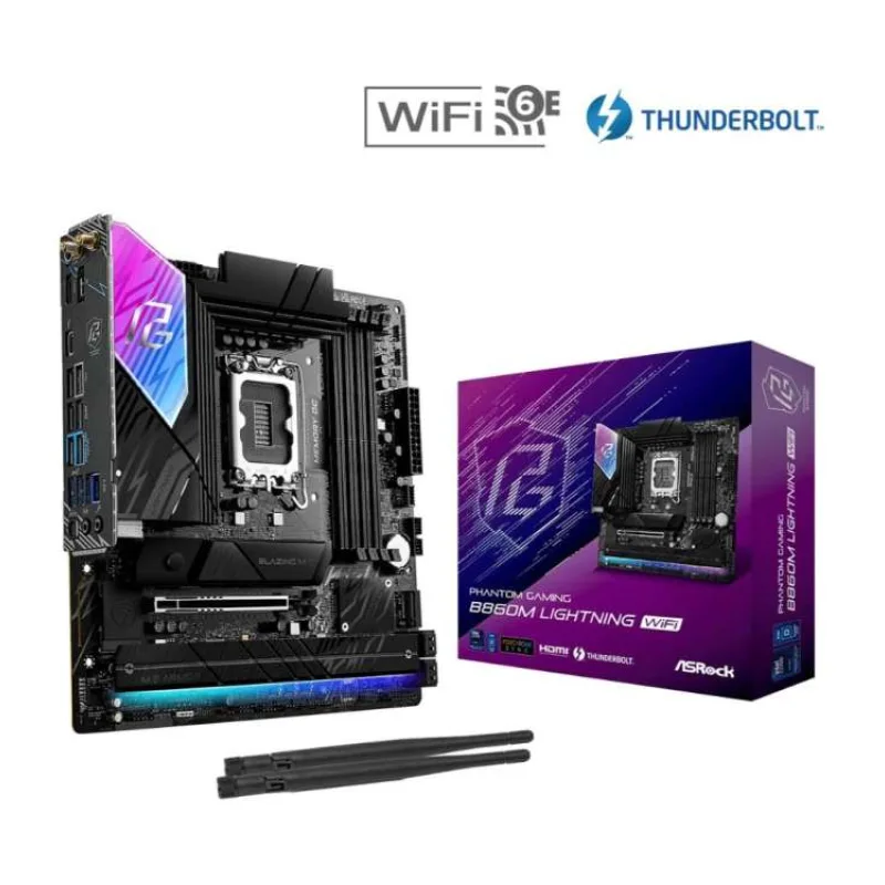 ASRock MB Sc LGA1851 B860M Lightning WiFi, Intel B860, 4xDDR5, 1xThunderbolt, 1xDP, 1xHDMI, WiFi, mATX (B860M Lightning WiFi)
