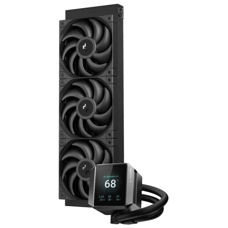 DEEPCOOL vodní chladič MYSTIQUE 360 / 3x120mm fan / dig. displej / Intel i AMD / černý (R-LX750-BKDSNMP-G-1)