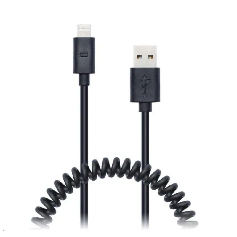 CONNECT IT Wirez Apple Lightning - špirálový flexibilný kábel USB, 1,2 m, čierny (CI-682)