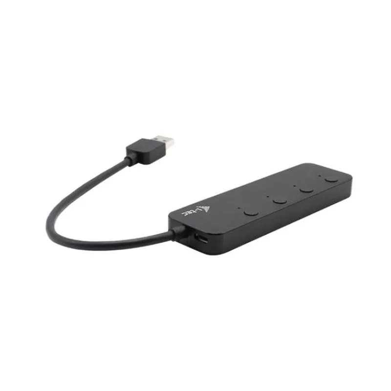 i-tec USB HUB METAL/ 4 porty/ USB 3.0/ tlačítko On/Off pro zapnutí a vypnutí/ kovový/ černý (U3CHARGEHUB4)