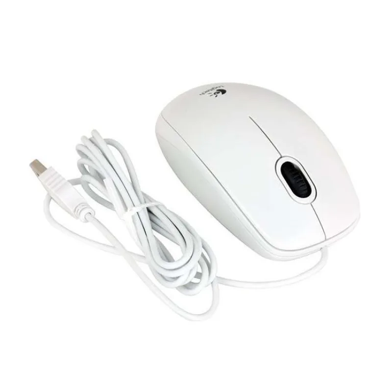 Logitech B100/Kancelárska/Optická/800 DPI/Drôtová USB/Biela (910-003360)