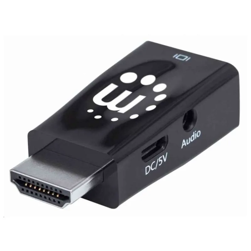 Adaptér Manhattan HDMI na VGA, mikrokonvertor, HDMI samec na VGA samica, audio, čierny (151542)
