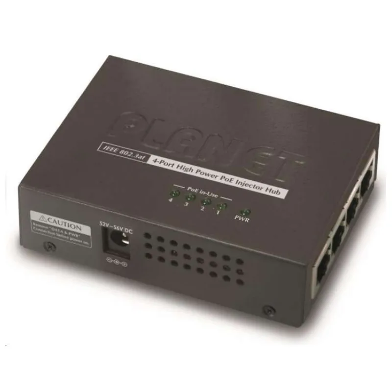 Planet HPOE-460 PoE injektor, 4x 1Gbps PoE 802.3at 30/120 W (HPOE-460)