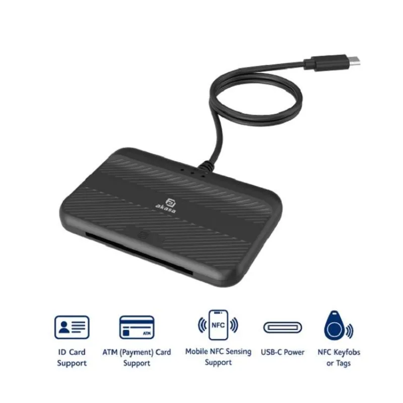 AKASA externá čítačka Smart kariet s NFC - eID a eObčanka (AK-CR-15BK)